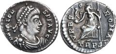 Roman Silver & Bronze Coins - Imperial Valens, (364-378), silver siliqua, Treveri mint, issued c.367-375 (2.25 g), obv. pearl-diademed head of Valens to right, around DN VALEN S PF AVG, rev. VRBS ROMA