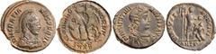 Roman Silver & Bronze Coins - Imperial Late 4th century Roman bronze, Gratian (367-383), AE 2 (maiorina), rev. Gratian on galley, Cyzicus mint, (S.19999) (illustrated); others AE 3-4 (centenionalis), 