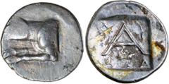 Greek Silver & Bronze Coins PELOPONNESOS, Argolis, Argos, (80 - 50 B.C.), silver hemidrachm or triobol, (2.14 g), Lydiadas Magistrate, obv. forepart of wolf at bay to left, rev. large A, magistrate's 