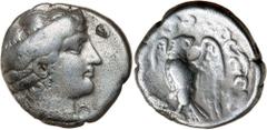 Greek Silver & Bronze Coins PELOPONNESOS, Elis, Olympia, 103rd Olympiad, (368 B.C.), silver stater (11.74 g), obv. head of Hera to right, wearing stephanos adorned with palmettes and inscribed [HPA], 