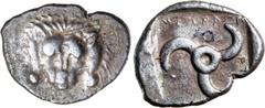 Greek Silver & Bronze Coins LYCIA, Dynasts of Lycia, Mithrapata, (c.390-370 B.C.), silver stater (9.82 g), uncertain mint, obv. lion scalp facing, rev. triskeles within incuse square, Mithrapata in Ly