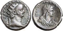 Roman Silver & Bronze Coins - Provincial EGYPT, Alexandria, Nero, (A.D. 54-68), billon tetradrachm, year 10 = A.D. 63-64, (12.93 g), obv. radiate bust of Nero to right, **NERW KLAU KAIS SEB GER AU* ar