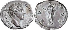 Roman Silver & Bronze Coins - Imperial MARCUS AURELIUS, as Caesar, (A.D. 161-180), silver denarius, Rome mint, issued A.D. 140-144, (3.35 g), obv. bare head of Marcus Aurelius to right, around AVRELIV
