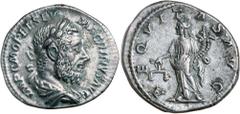 Roman Silver & Bronze Coins - Imperial MACRINUS, (A.D. 217-218), silver denarius, Rome mint, (3.28 g), issued 218, obv. bearded Macrinus laureate draped bust to right, around IMP C M OPEL SEV MACRINVS