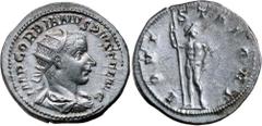 Roman Silver & Bronze Coins - Imperial GORDIAN III, (238-244), silver antoninianus, Rome mint, (4.38 g), obv. radiate bust right, IMP GORDIANVS PIVS FEL AVG, rev. LIBERALITAS AVG III, Liberalitas hold