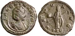 Roman Silver & Bronze Coins - Imperial SALONINA, wife of Gallienus, (A.D. 253-268), AE antoninianus, Antioch mint, (4.01 g), obv. draped bust of Salonina to right on crescent, around SALONINA AVG, rev