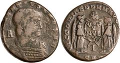 Roman Silver & Bronze Coins - Imperial DECENTIUS, (A.D. 350-353), AE centenionalis, Arles Mint A.D. 351-2, (4.97 g), obv. bare-headed bust of Decentius, draped and cuirassed to right, rev. two Victori