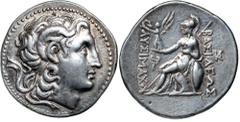 Greek Silver & Bronze Coins Thrace, Kingdom of, Lysimachos, (323-281 B.C.), silver tetradrachm, (17.08 g), Amphipolis mint, issued 288/7-282/1 B.C., obv. head of Alexander to right, with diadem and ho