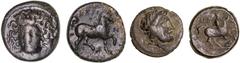 Greek Silver & Bronze Coins Greece, Thessaly, various AE from different cities including Atrax, 3rd century B.C., AE 21 trichalkon (4.61 g), obv. Apollo head right, rev. horseman on horse trotting rig