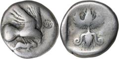 Greek Silver & Bronze Coins Peloponnesos, Elis, (Olympia), silver drachm, (c.510-471 B.C. Seltman chronology) or (440s - 430s B.C. BCD chronology), (5.49 g), obv. eagle flying right, wings outstretche
