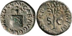 Roman Silver & Bronze Coins - Imperial Nero, (54-68 A.D.), AE quadrans, Rome mint, issued AD 64-65, obv. NERO CLAV CAE AVG GER, owl standing facing, wings spread, on garlanded rectangular altar, rev. 