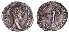 Roman Silver & Bronze Coins - Imperial Commodus, (A.D. 177-192), silver denarius, Rome mint, issued A.D. 184, (3.43 g), obv. laureate head of Commodus to right, around M COMMODVS ANTON AVG PIVS, rev. 