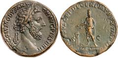 Roman Silver & Bronze Coins - Imperial Commodus, (A.D. 177-192), AE sestertius, Rome mint, issued A.D. 185, (29.87 g), obv. laureate head of Commodus to right, around M COMMODVS ANT ON AVG PIVS BRIT, 
