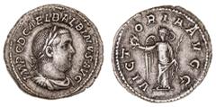 Roman Silver & Bronze Coins - Imperial Balbinus, (238 A.D.), silver denarius, (2.72 g), obv. IMP CD CAEL BALBINVS AVG, laureate draped and cuirassed bust to right of Balbinus, rev. VICTORIA AVGG, Vict
