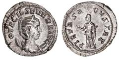 Roman Silver & Bronze Coins - Imperial Otacilia Severa, wife of Philip I, (246-248 A.D.), silver antoninianus, Rome Mint, (4.45 g), obv. diademed bust to right of Otacilia Severa, draped on a crescent