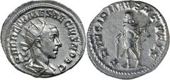 Roman Silver & Bronze Coins - Imperial Herennius Etruscus as Caesar, (A.D. 250-251), silver antoninianus, (4.61 g), obv. radiate bust to right, around Q HER ETR MES DECIVS NOB C, rev. PRINCIPI IVVENTV