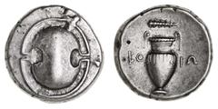 Greek Silver & Bronze Coins Boiotia, Boiotian League, Federal Coinage, Thebes, (395-387 B.C.), silver stater, (12.20 g), obv. Boeotian shield, rev. amphora with letters BO IW either side, club to left