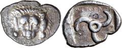 Greek Silver & Bronze Coins Lycia, Dynasts of Lycia, Mithrapata, (c.390-370 B.C.), silver stater (9.82 g), uncertain mint, obv. lion scalp facing, rev. triskeles within incuse square, Mithrapata in Ly