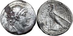 Greek Silver & Bronze Coins Syria, Kingdom of, Demetrios II Nikator, first reign, (146-138 B.C.), silver tetradrachm, (14.22 g, Phoenician standard), Tyre mint, issued year SE 167 = 146-145 B.C., obv.