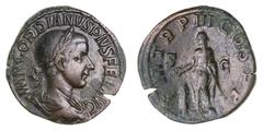 Roman Silver & Bronze Coins - Imperial Gordian III, (A.D. 238-244), AE sestertius, issued 240, Rome Mint, (14.22 g), obv. laureate bust to right of Gordian III, draped and cuirassed, around IMP GORDIA