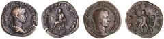 Roman Silver & Bronze Coins - Imperial Philip I, (A.D. 244-249), AE Sestertius, Rome Mint, (17.14 g), issued 245, obv. Philip I laureate, draped and cuirassed bust to right, rev. Philip seated on curu