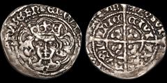 Ireland IRELAND. Edward IV. Second Reign 1471-1483. AR groat. 1.89 gm. 24 mm. Third Coinage, "Light cross and pellets" 1473. Facing medieval style bust, "G" below; trefoil/rosette i.m / Long cross; CI