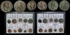 Roman Imperial 10 COINS. Select Roman bronze coinage. In handmade display case. •Divus Augustus. Æ as. Winged thunderbolt. RIC I 83. VF; attractive dark patina; well centered. •Nero. Æ sestertius. Rom