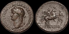 Nero. A.D. 54-68. Æ sestertius. 25.95 gm. 36 mm. Rome mint. Struck circa A.D. 63. His laureate head left; NERO CLAVDIVS CAESAR AVG GERM P M TR P IMP P P / Nero, in cuirass, on horseback prancing right