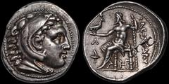 Greek KINGS OF MACEDON. Alexander III 'the Great.' 336-323 B.C. AR tetradrachm. 17.23 gm. 27 mm. Amphipolis mint. Struck under Kassander, circa 307-297 B.C. Head of Herakles right, wearing lion skin /