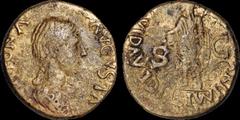 ROMAN BRITAIN. Antonia Minor. Mother of Claudius. Grandmother of Caligula. Died A.D. 37. Æ dupondius. 12.19 gm. 26 mm. Barbarous imitation struck in Britain of the issue struck under Claudius circa A.