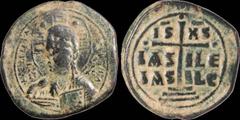 Byzantine BYZANTINE. Romanus III Argyrus. 1028-1034. Æ follis (anonymous). 13.01 gm. 29 mm. Bust of Christ / Legend, cross on three steps ("Jesus Christos, Basile Basile") (Jesus Christ, King of Kings