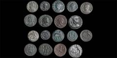 Roman Imperial CONSTANTINIAN ERA BRONZE. 9 coins.•Follis. VRBS ROMA / She wolf, Romulus and Remus. RIC 267 (R3) (Lyon). VF.•Æ 15. POP ROMANVS / Wreath. RIC VIII:22. VF.•Æ 18. VRBS ROMA / Wolf and twin