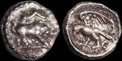 Celtic Britain CELTIC BRITAIN. Southern: Regini and Atrebates. Verica. Circa A.D. 10-40. AR minim. .24 gm. 8.2 mm. A bull butting right, head facing / An eagle standing left, wings unfolded, head down