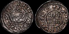 British Hammered Henry II. 1154-189. AR penny, seriously double struck obverse. 1.44 gm. 21 mm. Short cross penny, Class 1b1. London mint, Raul moneyer. 1180 - circa 1182. Facing medieval style bust /