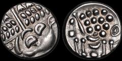 Celtic Britain CELTIC BRITAIN. South Western Region. Durotriges. Circa 58 B.C.-A.D. 43. AR stater. 5.33 gm. 19 mm. Cranborne Chase type. Devolved head of Apollo right / Disjointed horse left, pellet b