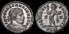 Roman Imperial ROMAN BRITAIN. Constantine I (the Great). A.D. 307-337. Æ follis. 3.56 gm. 20 mm. London mint. A.D. 313-314. His laureate and cuirassed bust right; IMP CONSTANTINVS AVG / Sol stading fa