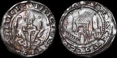 Medieval GERMANY. Köln. Philipp von Heinsberg. 1167-1191. AR pfennig. 1.44 gm. 17 mm. Archbishop seated facing, holding mitre, crosier, and book; +PHILIPP–ARCHIREPC / Three towers over a wall with a g
