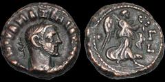 Roman Provincial EGYPT. Alexandria. Maximianus. First reign, A.D. 286-305. Potin tetradrachm. 7.5 gm. 18 mm. Dated RY 3 (A.D. 287/8). His laureate, draped, and cuirassed bust right / Nike advancing ri