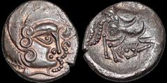 Celtic Britain CELTIC BRITAIN. Armorica (Channel Islands and NW Gaul). Coriosolites, uninscribed coinage. Circa 75-50 B.C. Billon stater. 6.43 gm. 19.5 mm. Celticized head of Apollo right / A celticiz