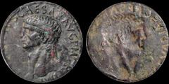 Roman Imperial Claudius. A.D. 41-54. Æ as brockage. 24 mm. Rome mint. Struck circa A.D. 41-50. His bare head left; [TI] CLAVDIVS CAESAR AVG P M TR P IMP / Incuse of obverse. Good Very Fine; pleasing d