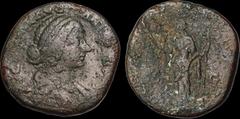 Roman Imperial Lucilla. Augusta, A.D. 164-182. Æ sestertius. 19.14 gm. 30 mm. Rome mint. Struck under Marcus Aurelius and Lucius Verus, A.D. 161-162. Her draped bust right; LVCILLAE AVG ANTONINI AVG F