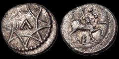 Celtic Britain CELTIC BRITAIN. Southern: Regini and Atrebates. Epaticcus. Circa A.D 20-40. AR minim. .24 gm. 9 mm. Two interlocking squares, TA / Pegasos right, E below, P in front, A above. S. 361. A