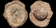 Roman Imperial ROMAN IMPERIAL. Uncertain emperor. Circa A.D. 270s. Lead seal. 11.5 gm. 21 mm. Laureate, draped, and bearded male bust right. Good Very Fine; high relief. The laureate portrait indicate