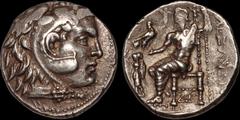 Greek KINGS OF MACEDON. Alexander III 'the Great.' 336-323 B.C. AR tetradrachm. 16.99 gm. 27 mm. Corinth mint. Struck under Philip V, circa 220-215 B.C. Head of Herakles right, wearing lion skin / Zeu