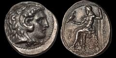 Greek SELEUKID EMPIRE. Seleukos I Nikator. 312-281 B.C. AR tetradrachm. 17.14 gm. 27 mm. In the name and types of Alexander III of Macedon. Babylon I mint. Struck circa 311-300 B.C. Head of Herakles r