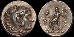 Greek SELEUKID EMPIRE. Antiochos I Soter. 281-261 B.C. AR tetradrachm. 17.15 gm. 29 mm. In the name of Seleukos I. Pergamon mint. Struck under Philetairos, circa 280 B.C. Head of Herakles right, weari