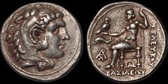 Greek SELEUKID EMPIRE. Antiochos II Theos. 261-246 B.C. AR tetradrachm. 17.03 gm. 30 mm. In the name of Seleukos I. Laodikeia ad Mare mint. Head of Herakles right, wearing lion skin / Zeus Aëtophoros 