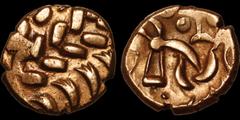 Celtic Britain CELTIC BRITAIN. North Eastern Coast series, "Corieltauvi" uninscribed. Circa 45-10 B.C. AV stater. 5.54 gm. 18 mm. 'South Ferriby' type. Disjointed laureate head (Apollo?) (faintly remi