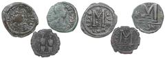 Ancient coin Byzantine - 3 expl. 1/2 Follis, Follis nd AE. 1/2 Follis, Follis nd. BC to classify. F