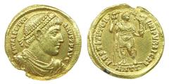 Gold Coin Valentinian I - Solidus nd AU. Solidus nd (Antioch, AD 364). RESTITVTOR REI PVBLICAE; ANTI in ex. Aparenta ser uma reprodução. 5,36 g. SM 19265. MBC+ Almost EF